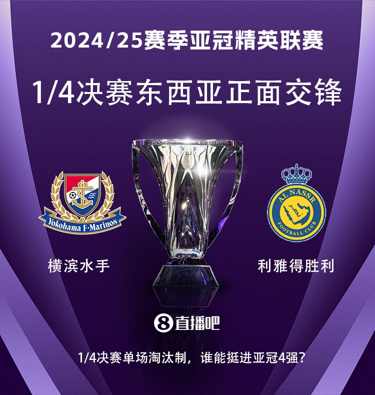  亞冠1/4決賽對陣：利雅得勝利vs橫濱水手，C羅vs安德森-洛佩斯！